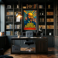 James A. Garfield 20th President of the United States Colorful Comic Book Style Poster