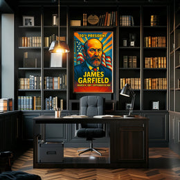 James A. Garfield 20th President of the United States Colorful Comic Book Style Poster