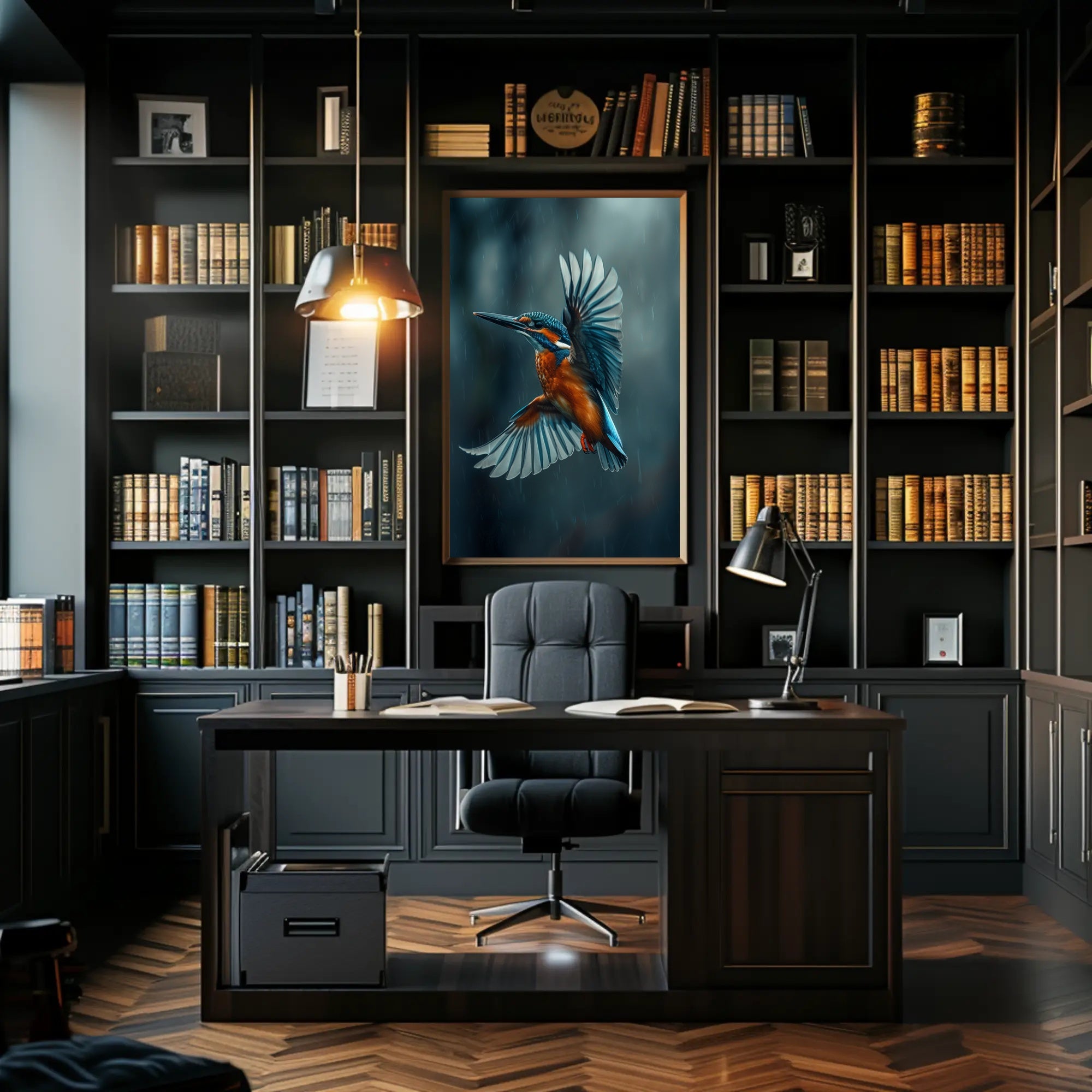 Kingfisher in Flight Photorealistic Animal Poster PosterGoat