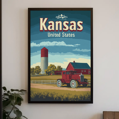 Kansas Farm Truck Vintage Poster