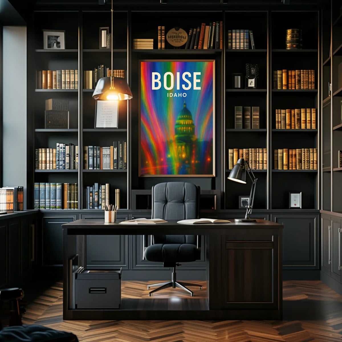 Boise Idaho Vibrant Cityscape Digital Painting Poster