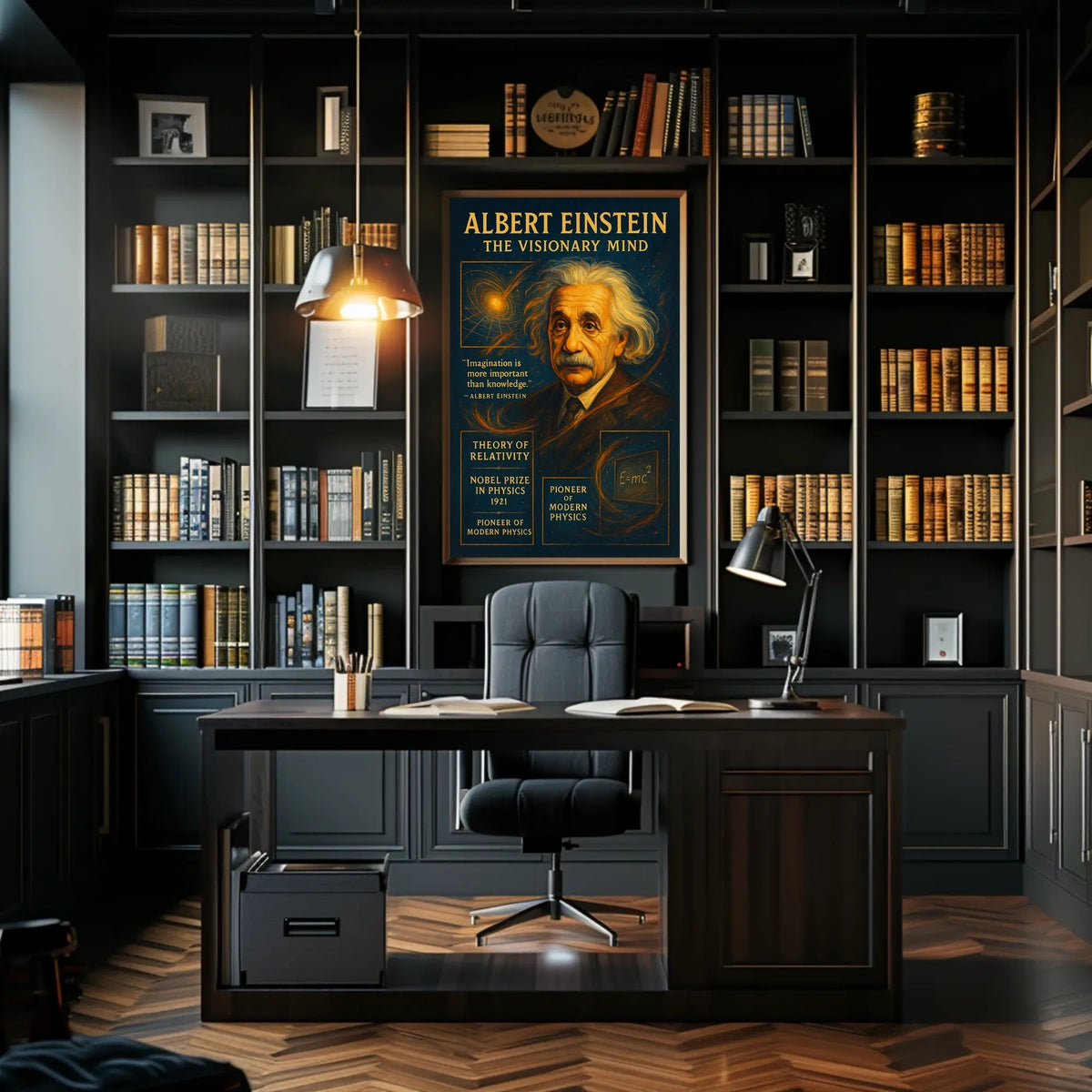 Albert Einstein Visionary Mind Vintage Art Poster