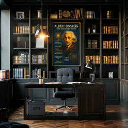 Albert Einstein Visionary Mind Vintage Art Poster