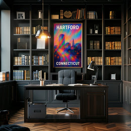 Hartford Skyline Urban Digital Painting Poster