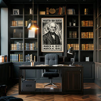 Martin Van Buren 8th President of the United States B & W Comic Sketch Poster