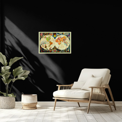 Vintage World Travel Map Poster