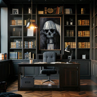 Eerie Skull Monochrome Artwork in Abstract or Artistic Poster PosterGoat