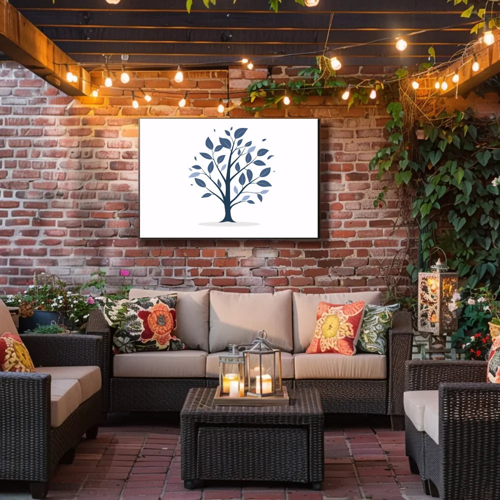Minimalist Blue Tree Modern Art Poster