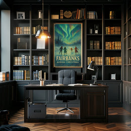 Fairbanks Aurora Christmas Night Sky Landscape Poster