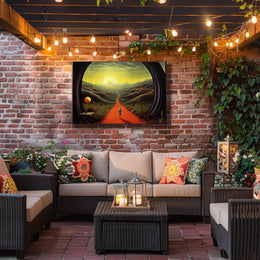 Surreal Explorer Landscape Portal: Futuristic Sci-Fi Poster
