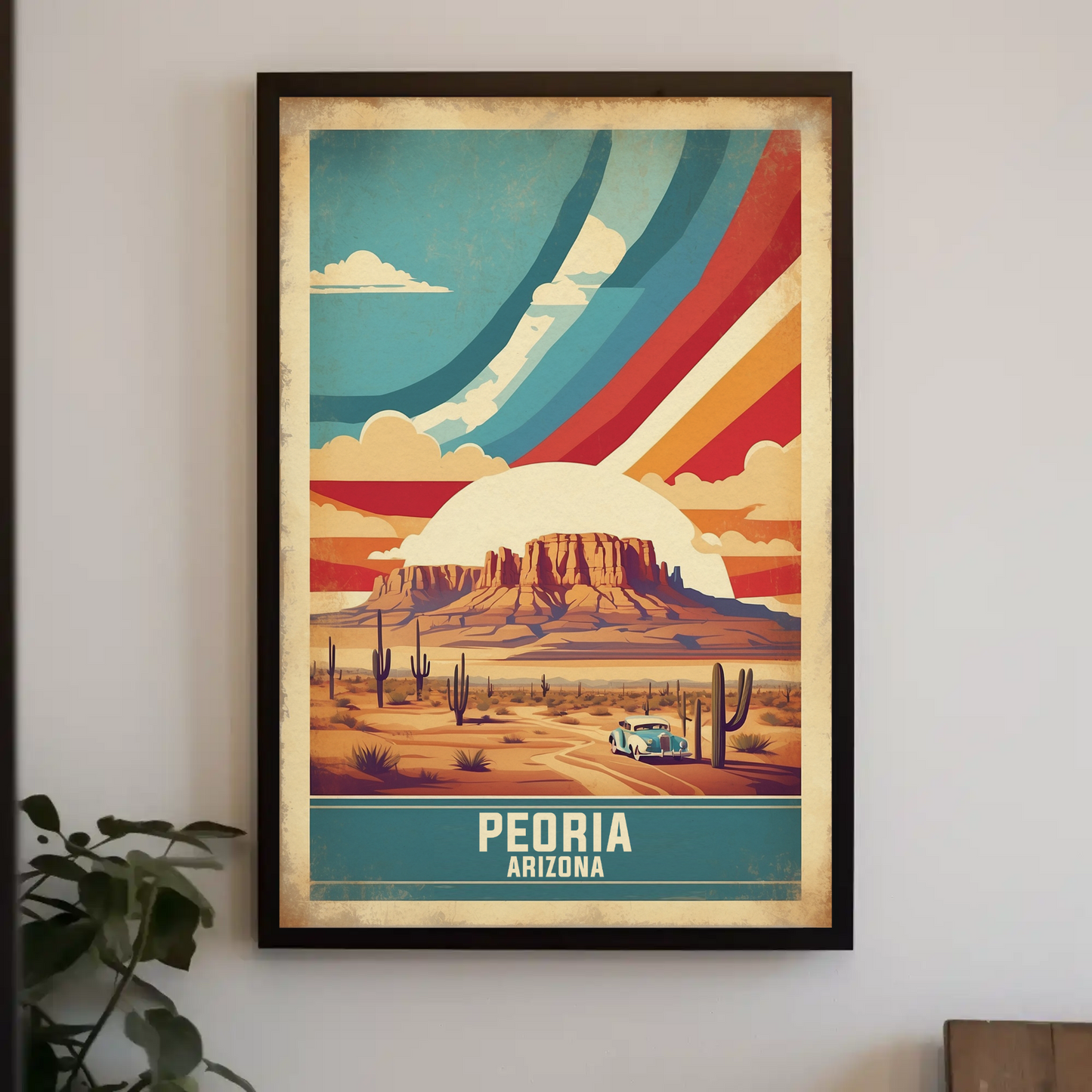 Peoria Arizona Desert Drive Vintage Travel Poster