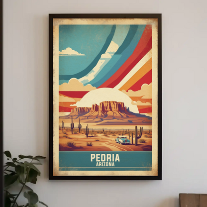 Peoria Arizona Desert Drive Vintage Travel Poster