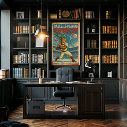 Baseball-Playing Reindeer Poster