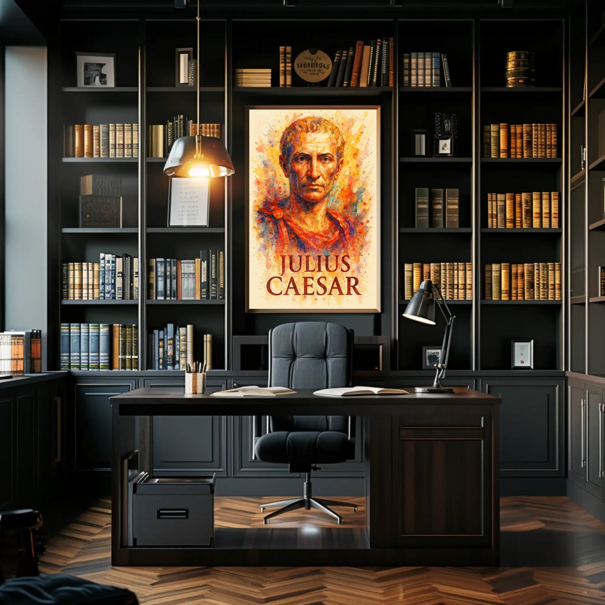 Julius Caesar Roman History Watercolor Art Poster