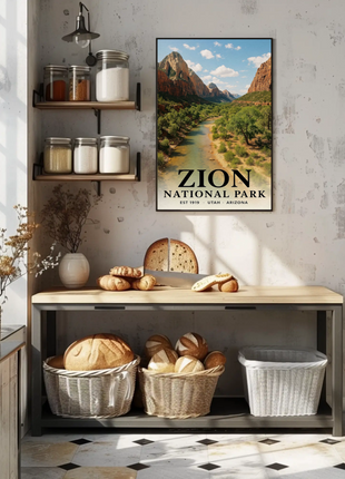 Zion National Park Utah Scenic Canyon River Views Travel Poster Travel Poster