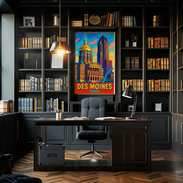 Des Moines, Iowa Vibrant Cityscape Poster