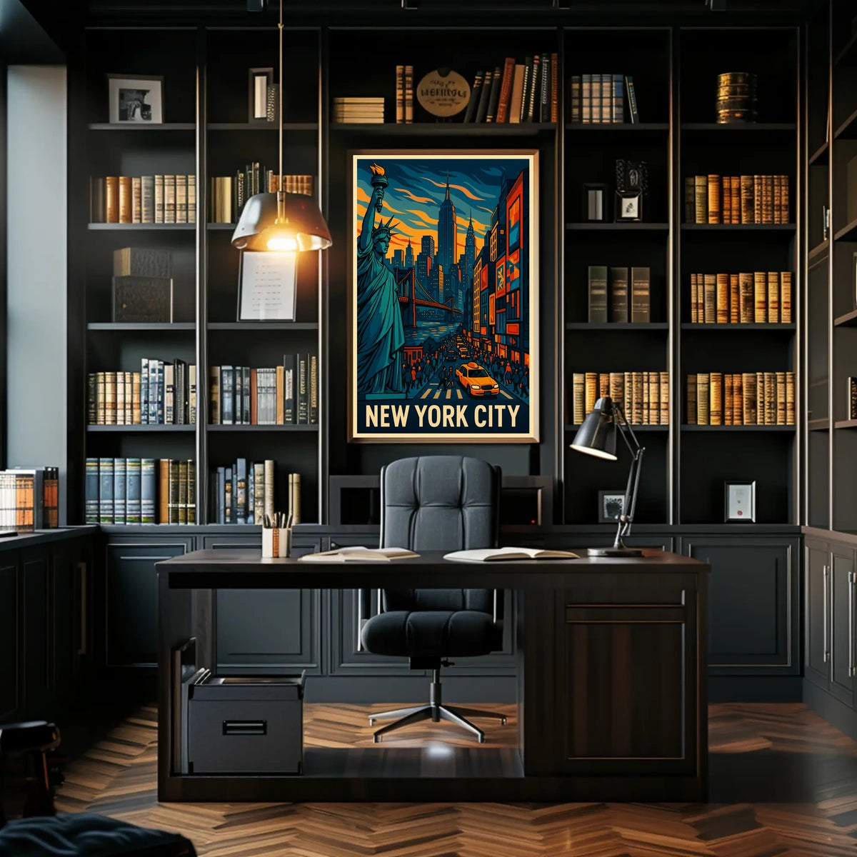 New York City Skyline Vibrant Poster Modern Wall Art