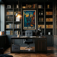 New York City Skyline Vibrant Poster Modern Wall Art