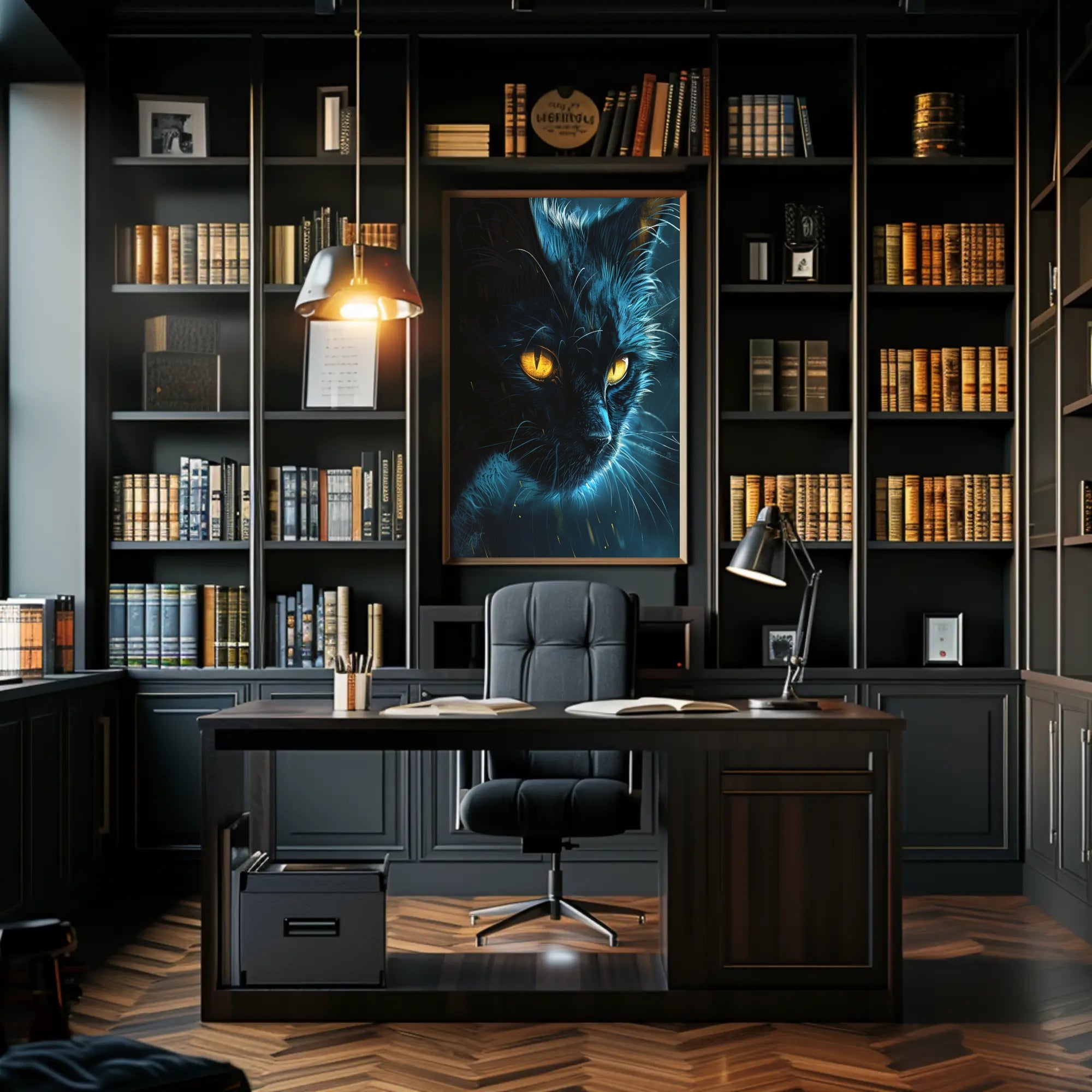 Enigmatic Feline Art Print Poster for Home Decor PosterGoat