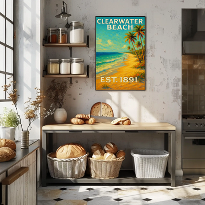 Clearwater Beach Florida Palm Coast Travel Poster
