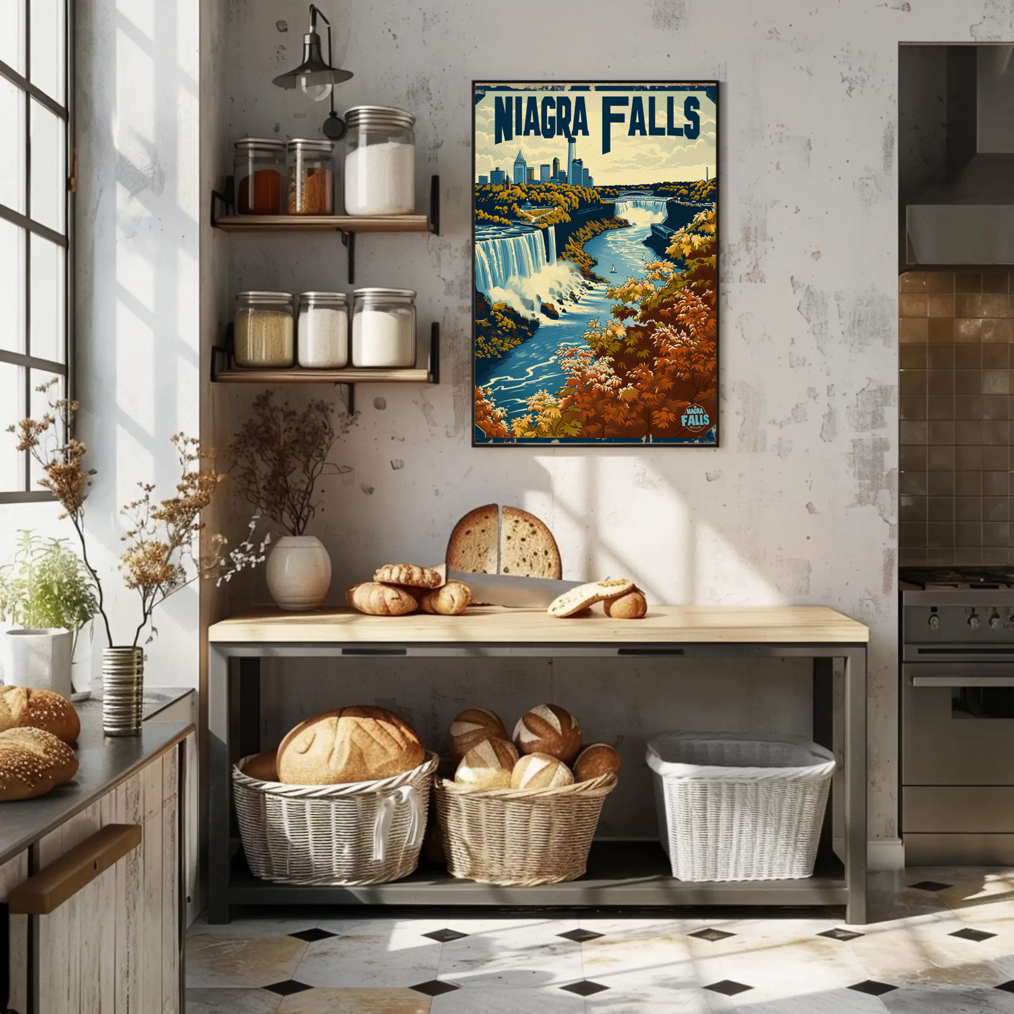 Niagara Falls Autumn Waterfall Travel Poster