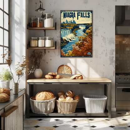 Niagara Falls Autumn Waterfall Travel Poster