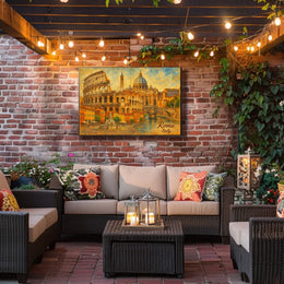 Rome Cityscape Italy Travel Watercolor Realism Heritage Architecture Wanderlust Decor Poster