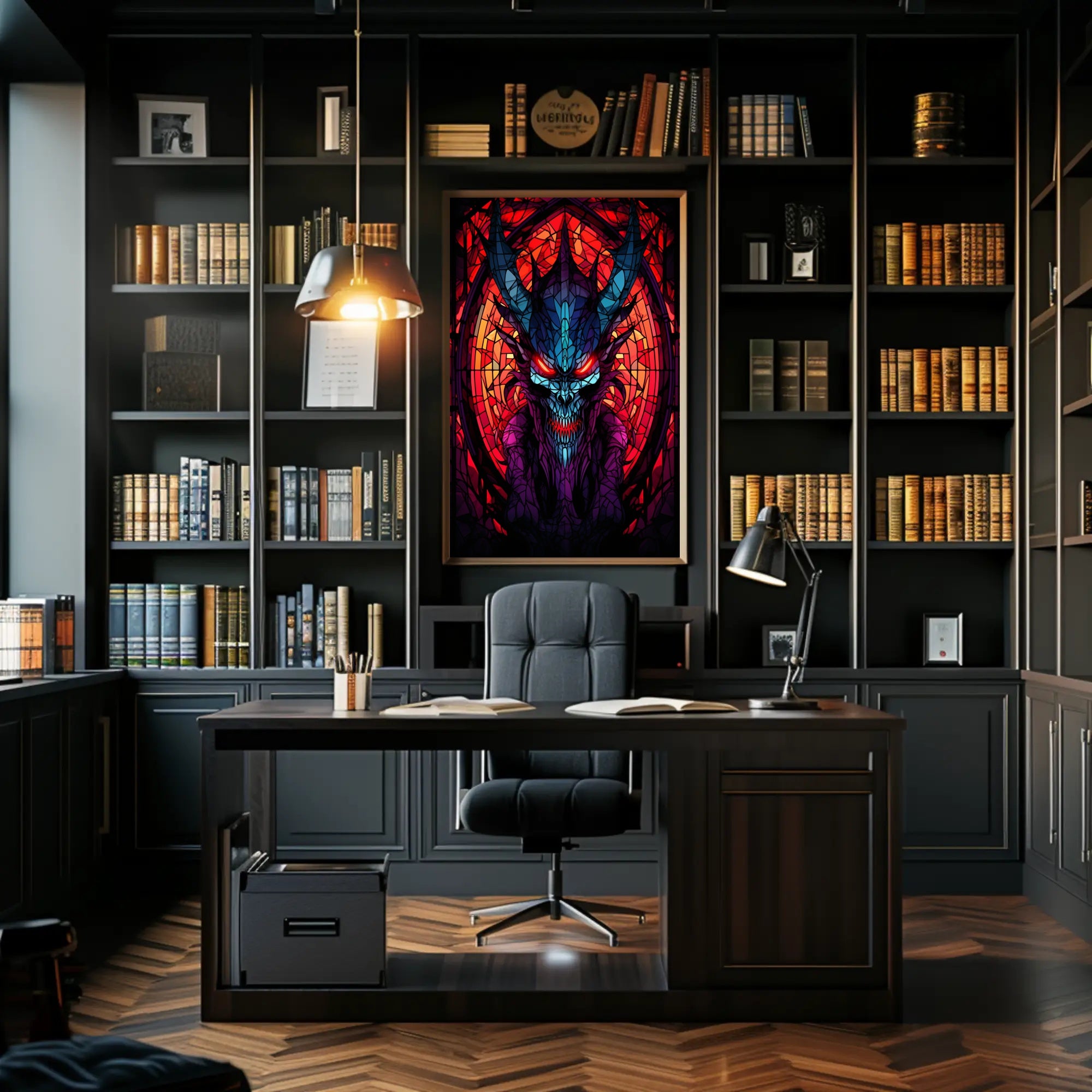 Stained Glass Demon Poster PosterGoat