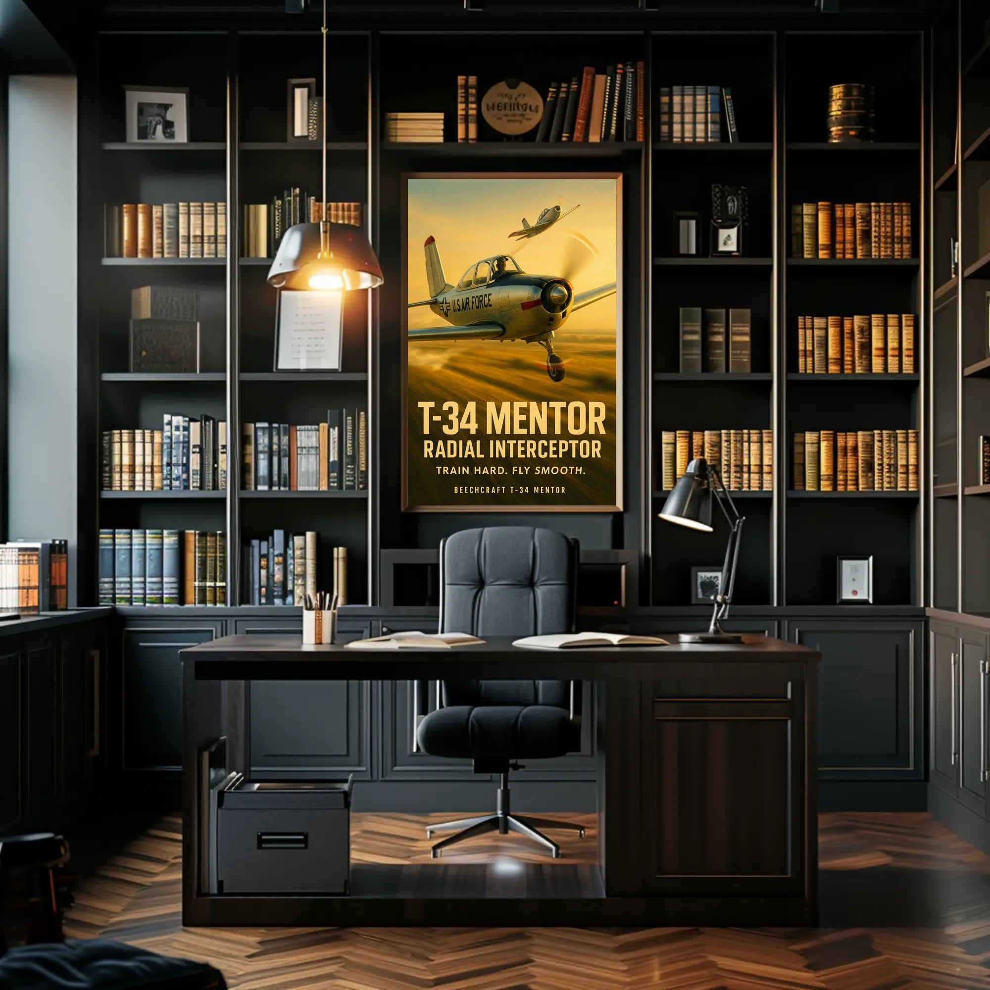 Beechcraft T-34 Mentor Mid-Century Military Poster