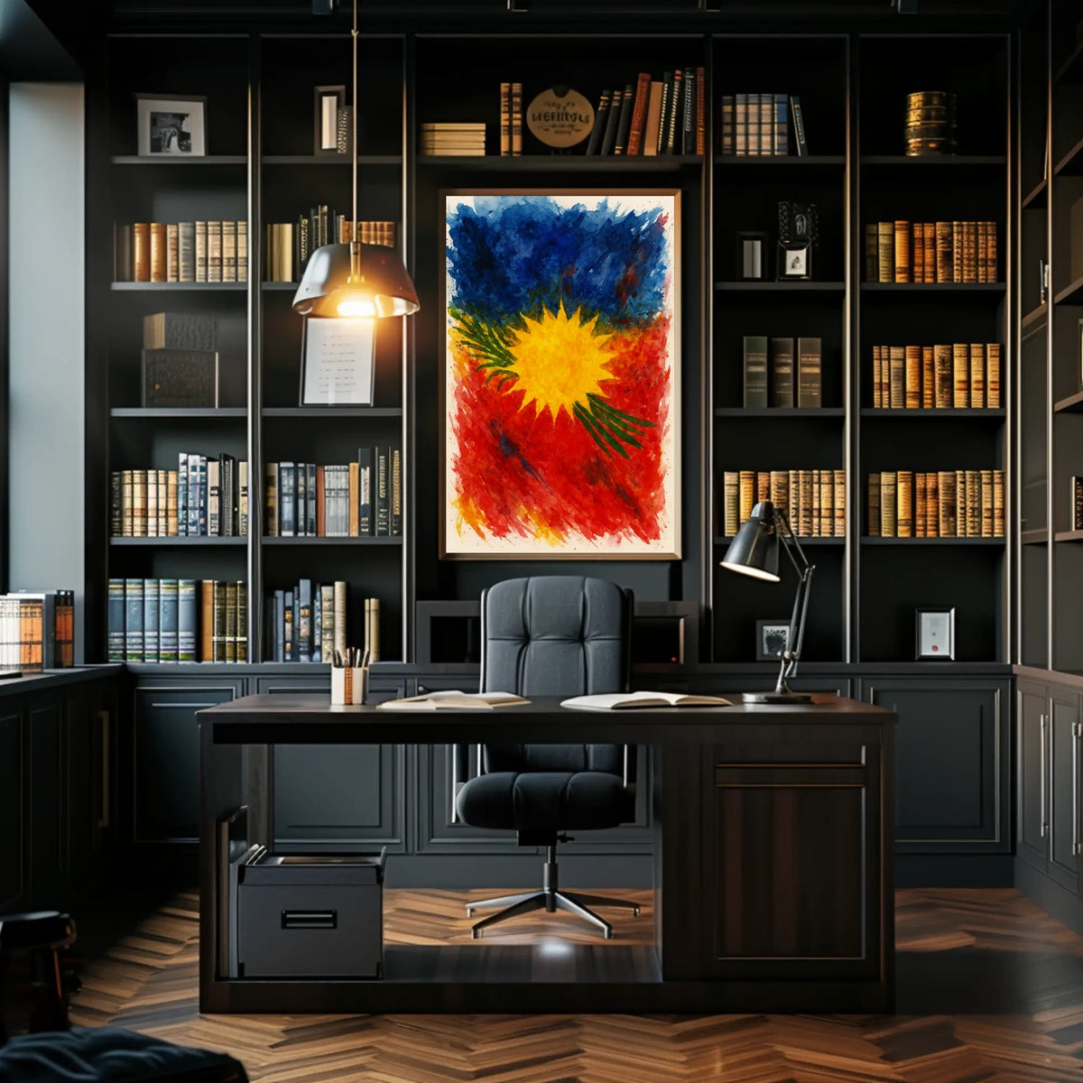 Vibrant Abstract Sunburst Abstract Poster