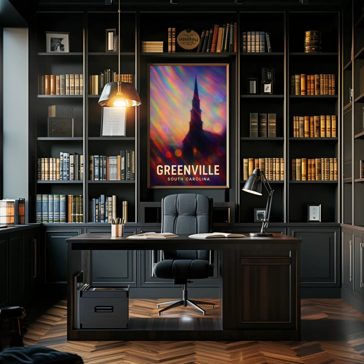 Greenville Skyline Digital Painting Wanderlust Poster
