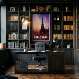 Greenville Skyline Digital Painting Wanderlust Poster