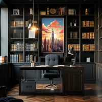 New York City Sunset Skyline Travel Poster