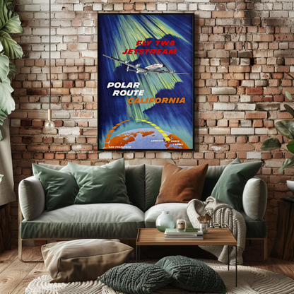 Fly TWA Jetstream Polar Route Travel Poster by David Klein