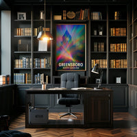 Greensboro North Carolina Vibrant Cityscape Travel Art Impressionism Urban Skyline Wanderlust Inspiration Poster