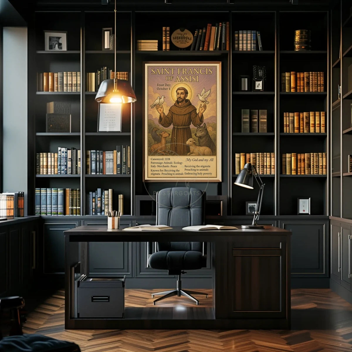 Saint Francis with Animals Peaceful Spiritual Historical Poster
