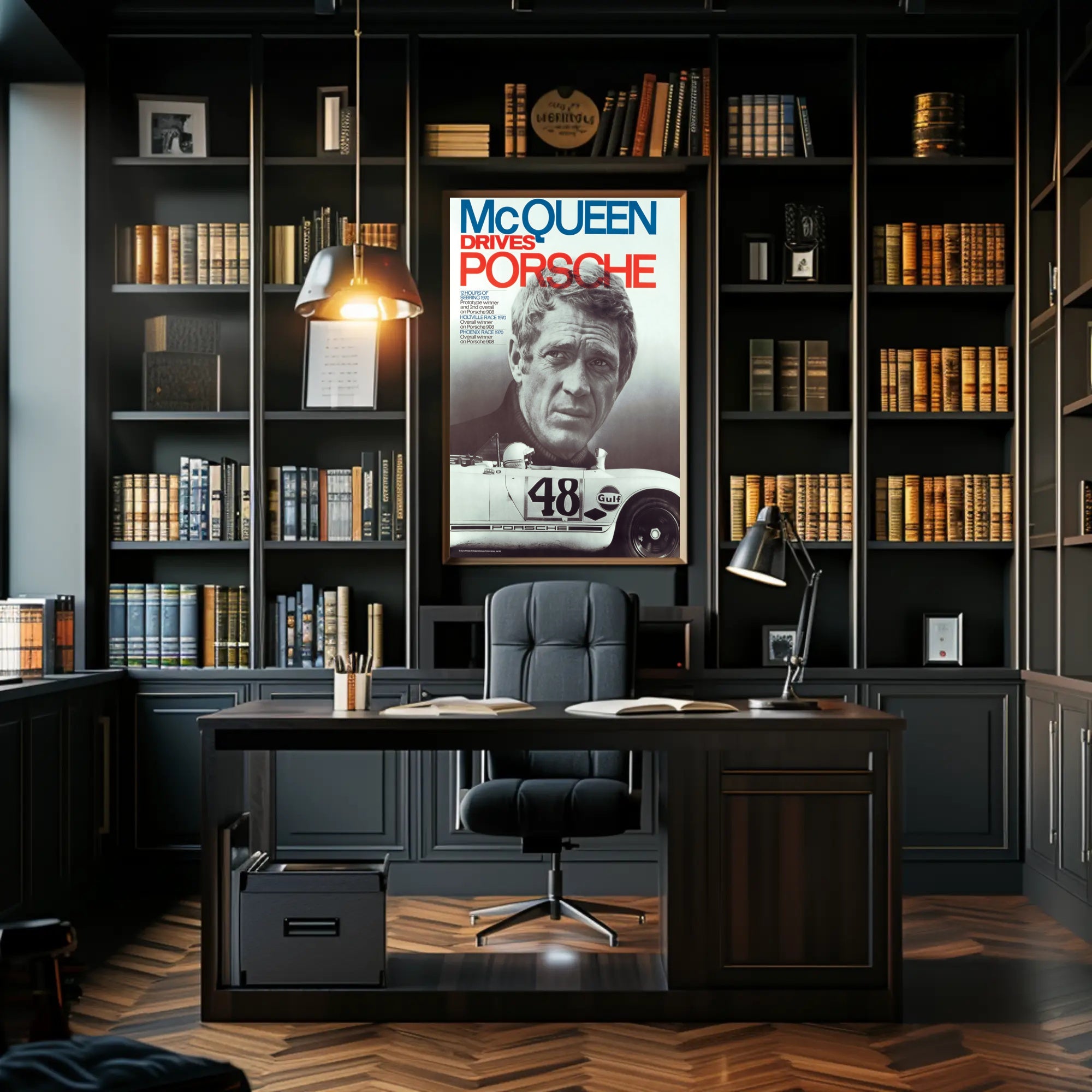 McQueen Drives Porsche Poster