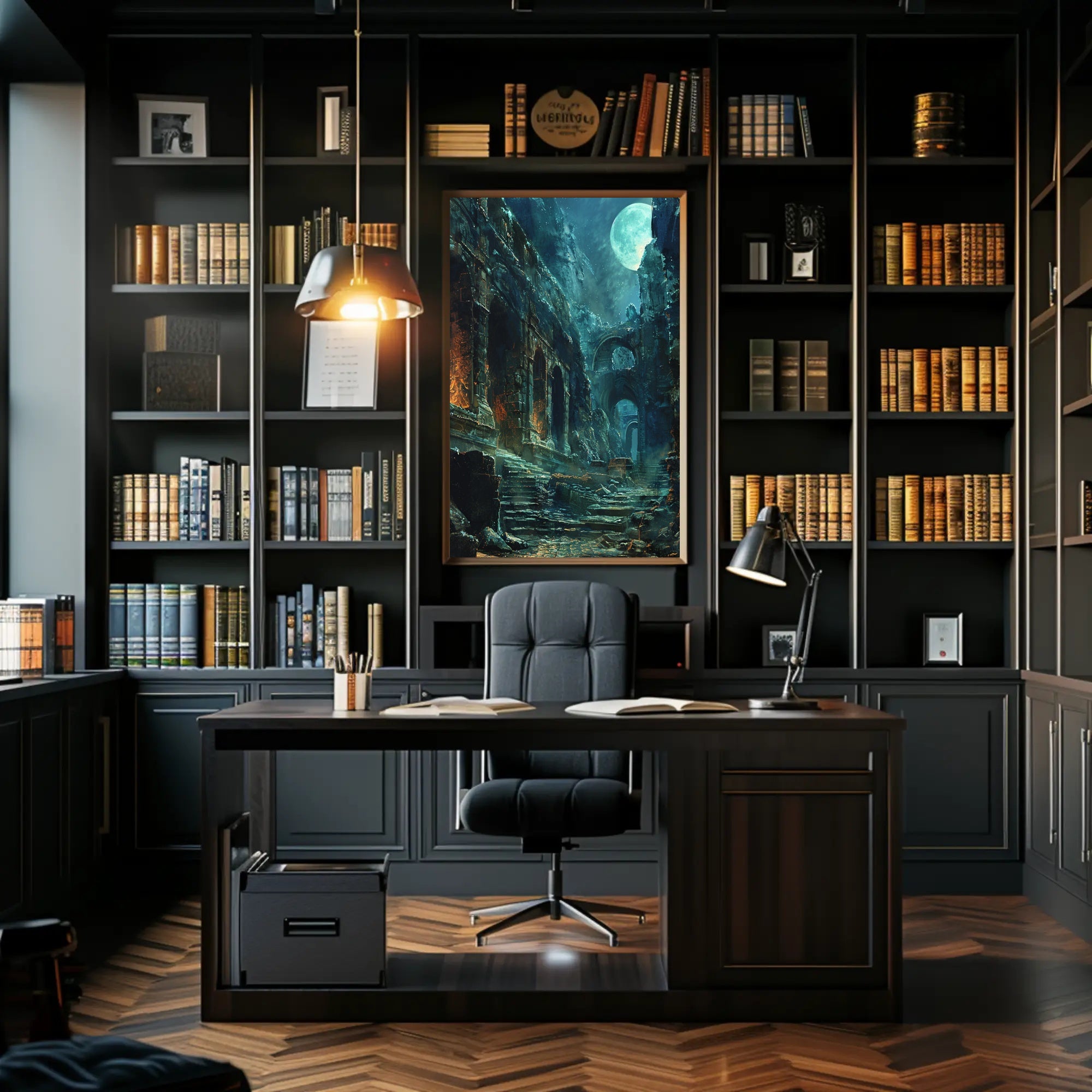 Mystical Moonlit Ruins Fantasy Mythology Poster PosterGoat