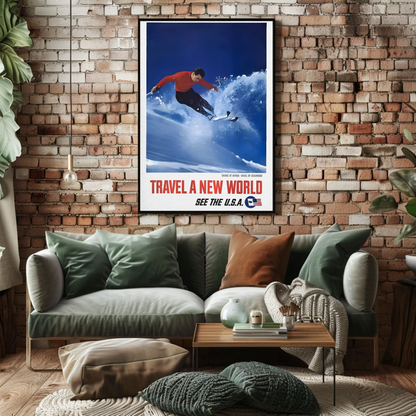 Colorado - Skiing in Aspen Vintage Travel Poster