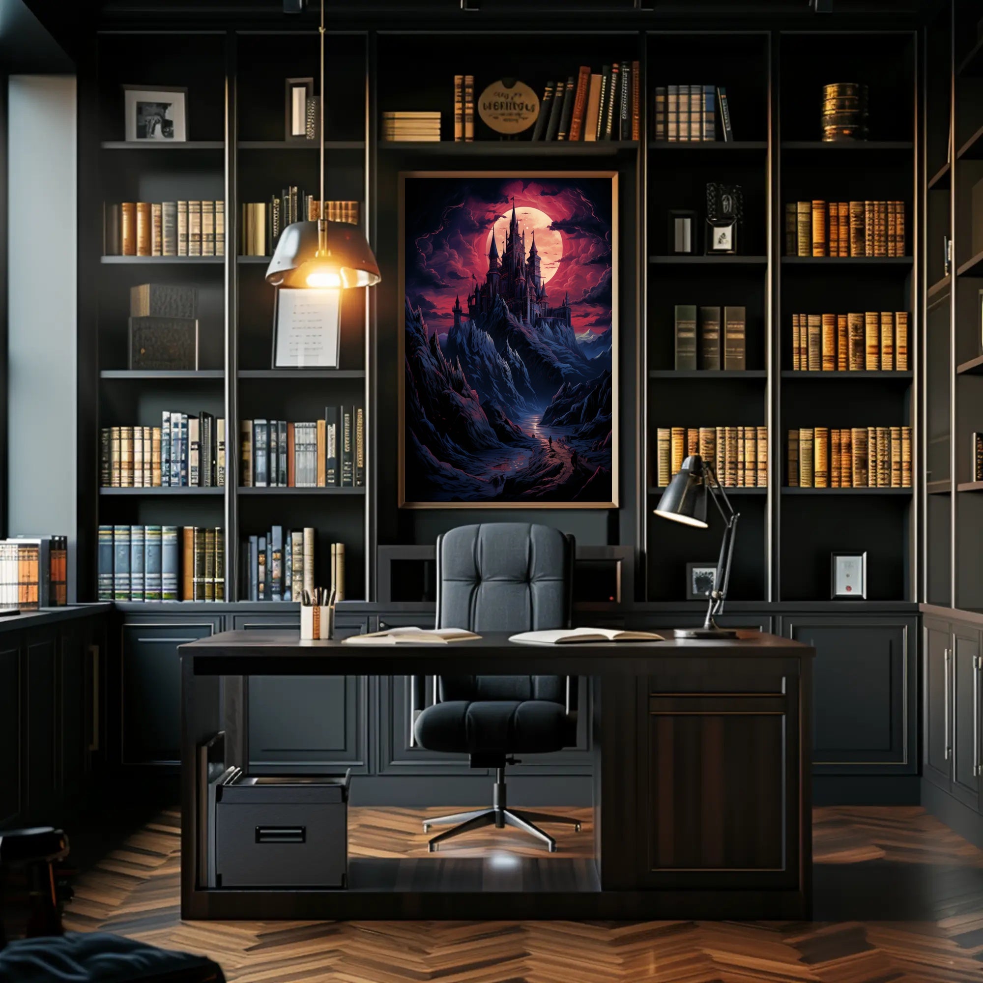 Enchanted Castle Under A Blood Moon Poster