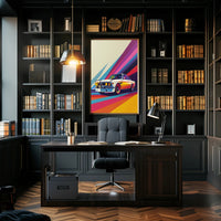 Vintage Racing Car in Dynamic Pop Art Poster PosterGoat