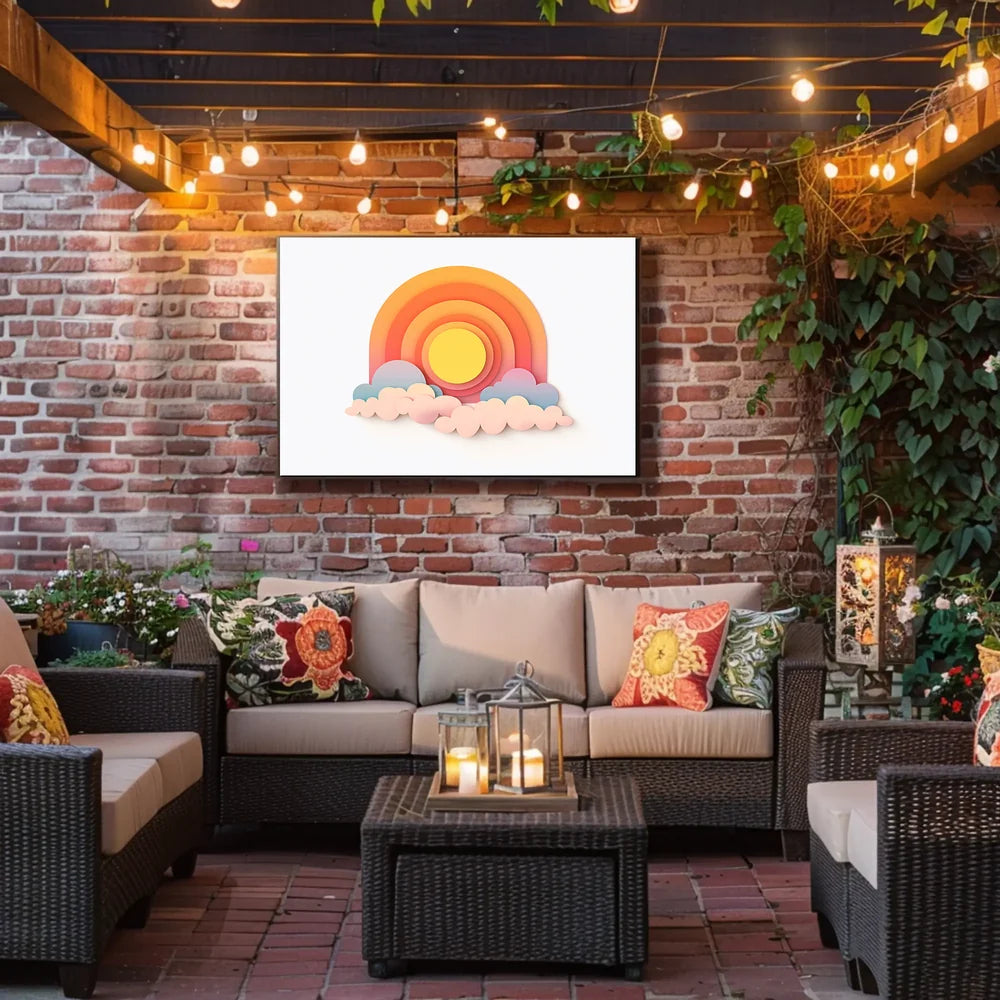 Modern Abstract Sunrise Sunset Paper Art Poster