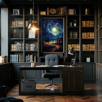 Starry Night Cottage Poster