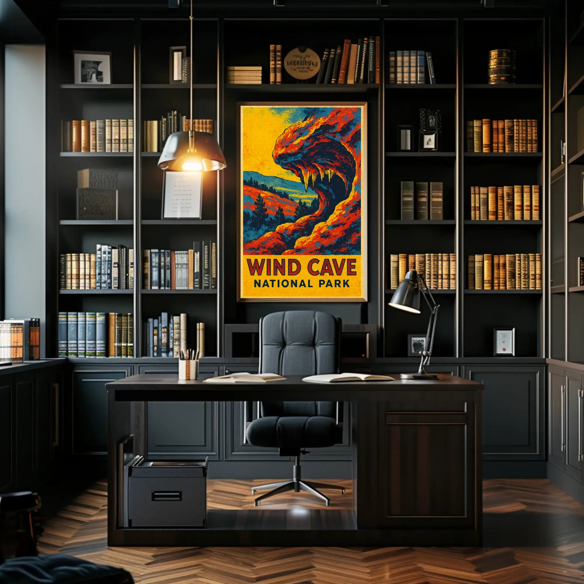 Wind Cave National Park Adventure Vintage Explorer Poster