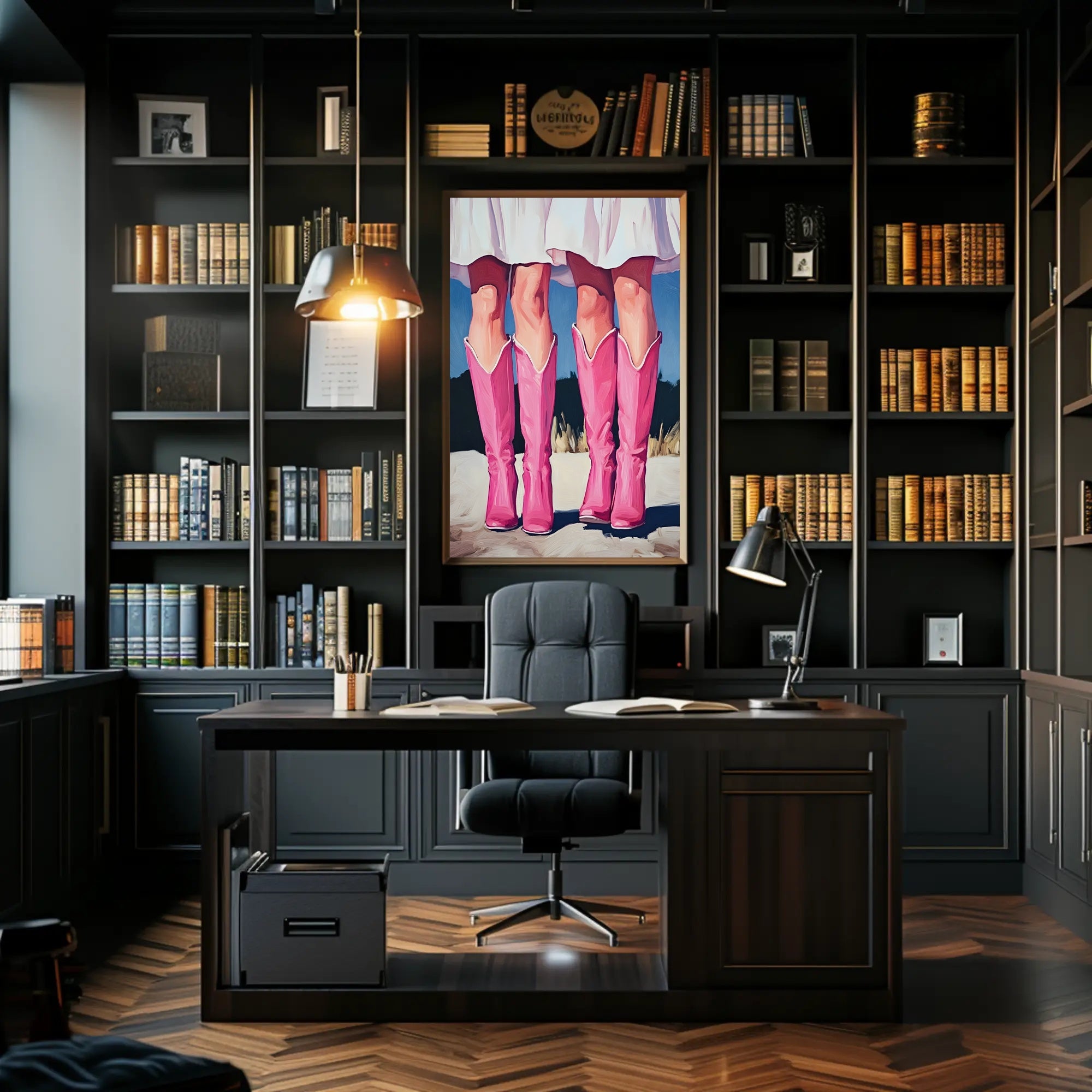 Pink Boots Wall Art Poster Vintage Feminine Print