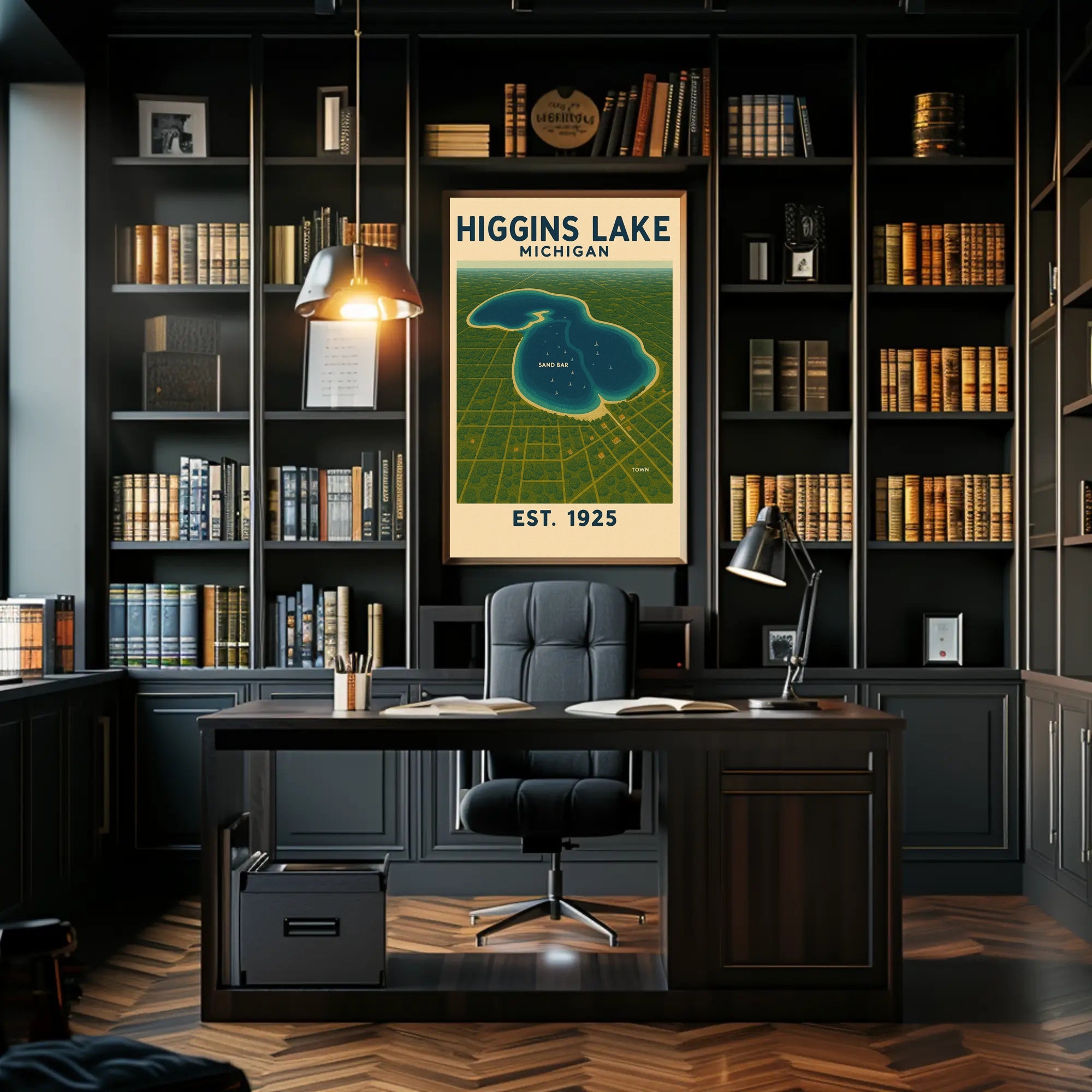 Higgins Lake Tranquil Vintage Travel Poster