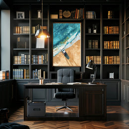 Stormy Cliffside Reflection: Photorealistic Fantasy Poster PosterGoat