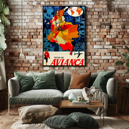 Avianca Rutas de Avianca Travel Poster (1961)