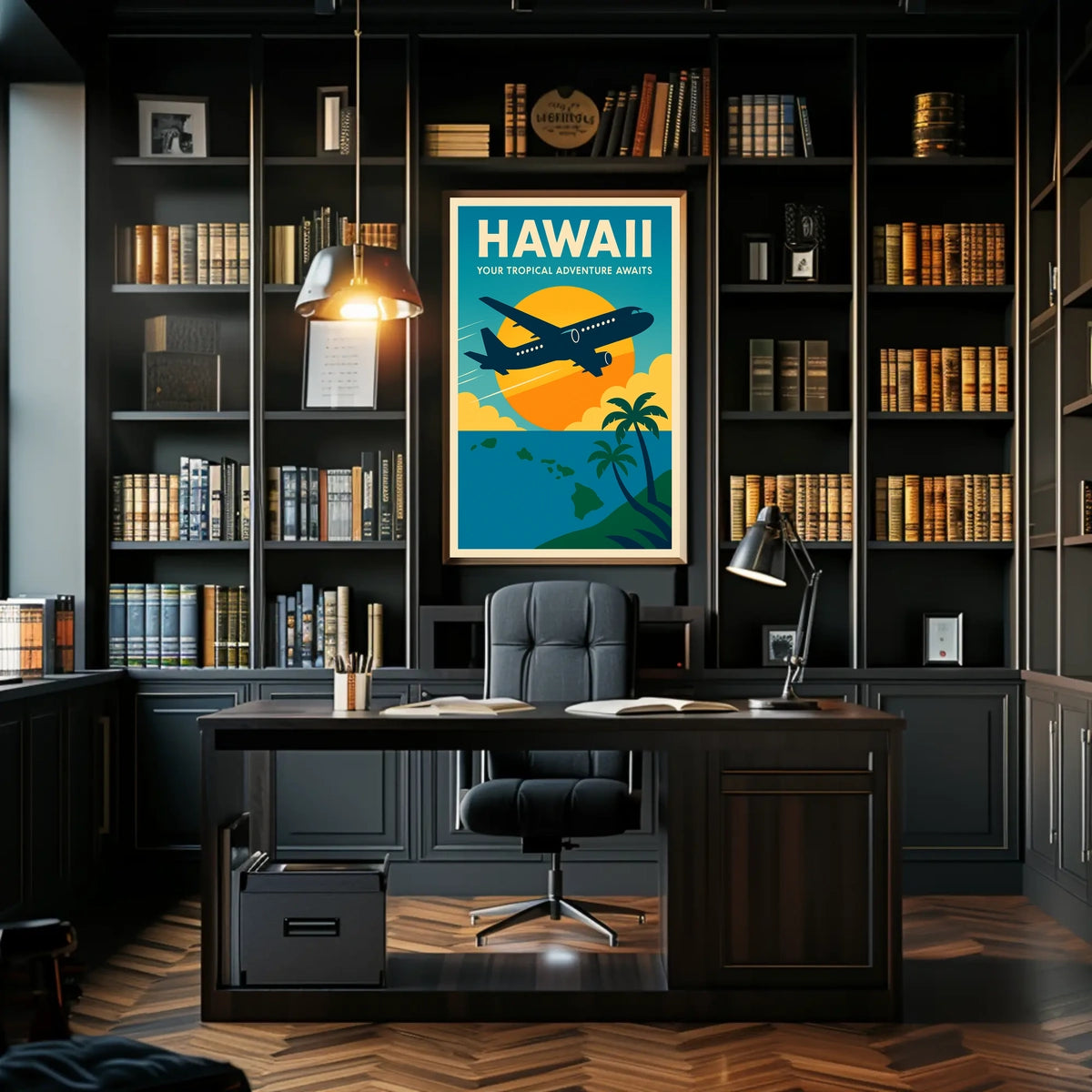 Hawaii Adventure Plane Vintage Travel Poster