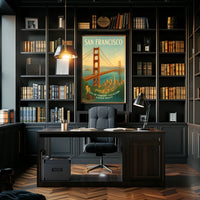 Vintage San Francisco Golden Gate Bridge Travel Poster